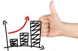 thumb up for approving growth bar graph