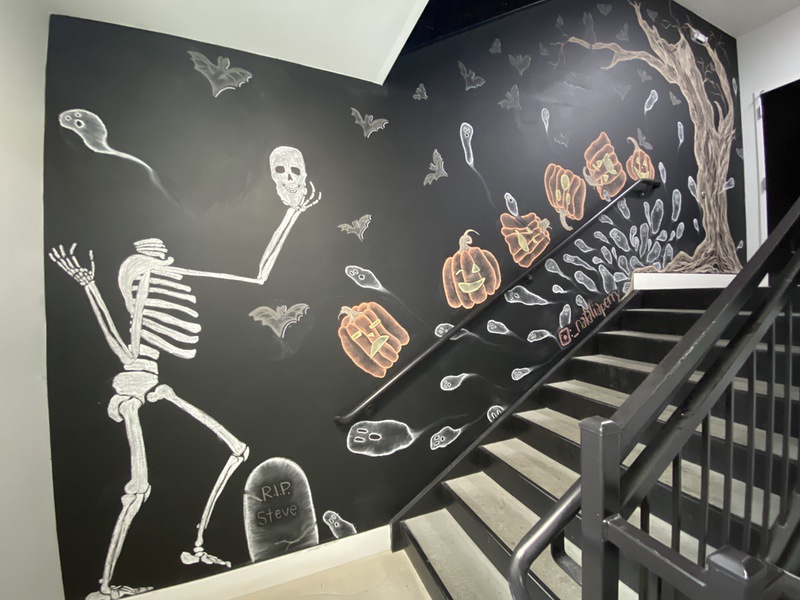 Halloween chalk wall design