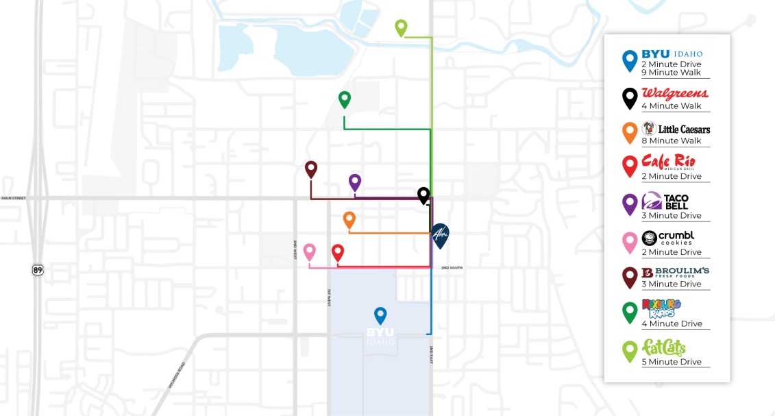 Map of Places Near Abri Townhomes