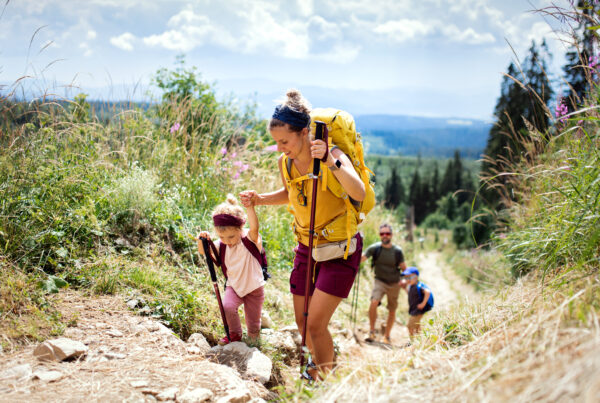 Family out on a hike